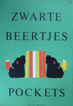 Dick Bruna poster / print  Zwarte Beertjes Pockets (boekensteunen)